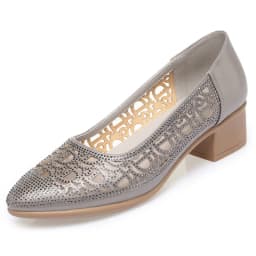 2024 New Summer Fashion Pumps Cut-outs Rhinestones Shoes Women Crystal Casual Round Head Thick Heel Soft Leather Sandals
