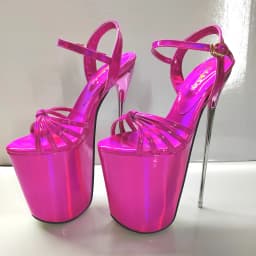 Summer 19cm Metal Thin High Heels Sandals Female Platform Women's Shoes Narrow Band Steel Pipe Dance Buckle SM Stripper Pumps