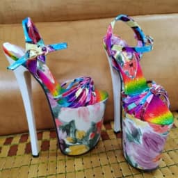 Summer 19cm Metal Thin High Heels Sandals Female Platform Women's Shoes Narrow Band Steel Pipe Dance Buckle SM Stripper Pumps