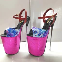 Summer 19cm Metal Thin High Heels Sandals Female Platform Women's Shoes Narrow Band Steel Pipe Dance Buckle SM Stripper Pumps