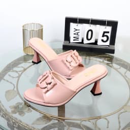 Women's slippers in summer 2024 wear sandals with thin heels high heels buckle is simple elegant black Women shoes