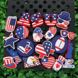 1pcs America USA Statue of Liberty Star Heart Hat Soccer PVC Shoe Charms Wristband Decoration Buckle Accessories Adult Gift