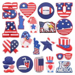 1pcs America USA Statue of Liberty Star Heart Hat Soccer PVC Shoe Charms Wristband Decoration Buckle Accessories Adult Gift