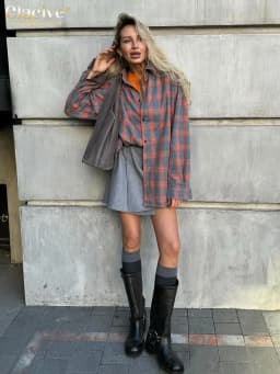 Clacive Fashion Loose Plaid Woman Blouse 2024 Casual Lapel Long Sleeve Office Shirts Elegant Classic Blusa Tops Female Clothing