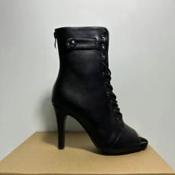 Women's Black Peep-Toe High Heel Stilettos Size 46 New Fashion Brand Party Boots for Ballroom Latin Jazz Dance Sexy Party Shoes