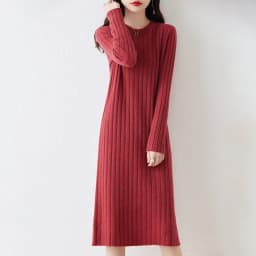 100% Pure Wool Knit Dress Women's Autumn And Winter Slim Knee-Length Dress Sweater Skirt With Bottoming Skirt