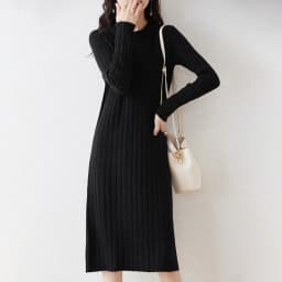 100% Pure Wool Knit Dress Women's Autumn And Winter Slim Knee-Length Dress Sweater Skirt With Bottoming Skirt