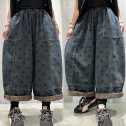 Amax LuluE 2026 Fashion Womens Autumn Dot Denim Pants Loose Casual Vintage Jeans Ladies Classic Elastic Waist Wide Leg Trousers