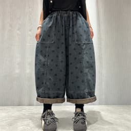 Amax LuluE 2026 Fashion Womens Autumn Dot Denim Pants Loose Casual Vintage Jeans Ladies Classic Elastic Waist Wide Leg Trousers