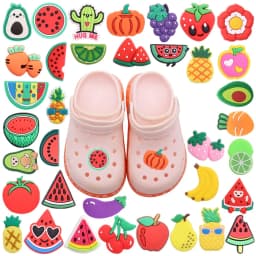 1pcs PVC Shoe Charms Pineapple Grape Carrot Strawberry Watermelon Avocado Buckle Clog Hole Slipper Ornaments Kids Party Gift