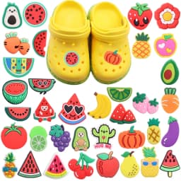 1pcs PVC Shoe Charms Pineapple Grape Carrot Strawberry Watermelon Avocado Buckle Clog Hole Slipper Ornaments Kids Party Gift