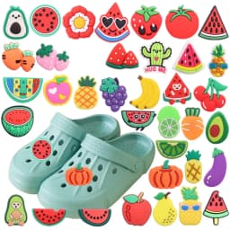 1pcs PVC Shoe Charms Pineapple Grape Carrot Strawberry Watermelon Avocado Buckle Clog Hole Slipper Ornaments Kids Party Gift