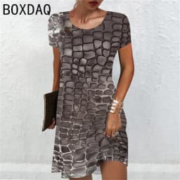 3D Colorful Fish Scales Print Dress Oversized Women Short Sleeve Casual Dress Female Loose A-Line Mini Dress Vestidos De Mujer