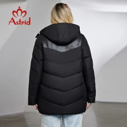 Astrid Women's Jacket Winter 2023 Plus Size Down Jackets Big Fur Collar Hooded Stitching Thickened Fleece Plush Coat Women Parka