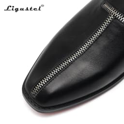 Ligustel Men Original Designer Black Leather Slip-on Shoe for Man Fashion Wedding Party Male Red Bottom Casual Loafers Plus Size