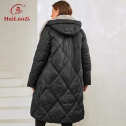 HaiLuoZi 2023 New Women's Winter Jackets Plus Size Long Warm Parkas Elegent Hooded With Fur Classic Quilted Coats Women1165