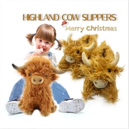 Highland Cow Plush Slippers Winter Fashion Colourful Fluffy Cattle Shoes Soft Warm Indoor Cartoon Furry Slides for Women Men