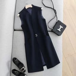 2024 Women's Casual Black Vest Women Clothing Spring Autumn Sleeveless Blazer Jacket Medium And Long Slim Female Waistcoat