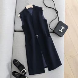 2024 Women's Casual Black Vest Women Clothing Spring Autumn Sleeveless Blazer Jacket Medium And Long Slim Female Waistcoat