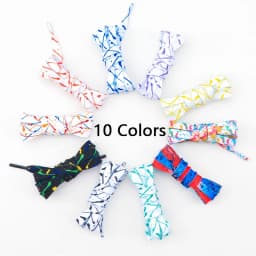 Flat Splash Ink Shoelaces for Sneakers Canvas Casual Tennis Shoes Shoelace Colorful Shoe Laces for Women Men 120/140/160CM
