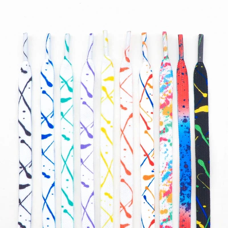 Flat Splash Ink Shoelaces for Sneakers Canvas Casual Tennis Shoes Shoelace Colorful Shoe Laces for Women Men 120/140/160CM