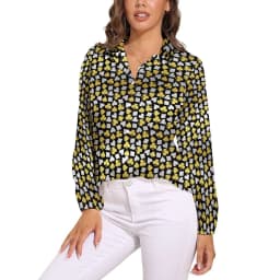 Poker Cards Print Blouse Female Card Suits Casual Loose Blouses Long-Sleeve Modern Shirt Printed Clothing Large Size