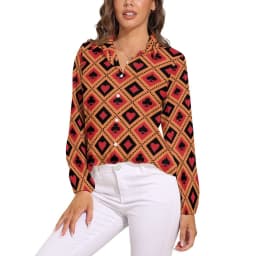 Poker Cards Print Blouse Female Card Suits Casual Loose Blouses Long-Sleeve Modern Shirt Printed Clothing Large Size