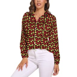 Poker Cards Print Blouse Female Card Suits Casual Loose Blouses Long-Sleeve Modern Shirt Printed Clothing Large Size