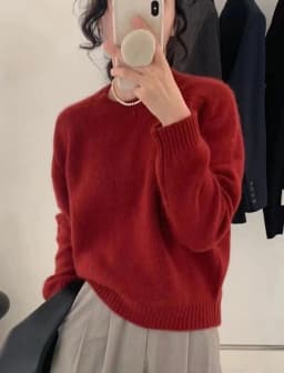 High-grade ~ autumn cashmere sweater women's crewneck sweater loose pullover wool knit bottom sweater lazy wind top
