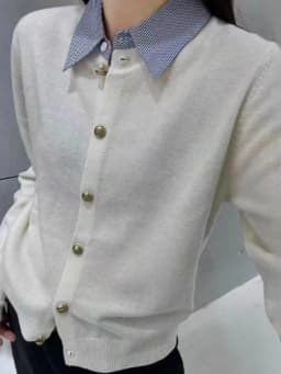 High-grade POLO shirt collar 100 pure cashmere knitted cardigan women's long-sleeved spring and autumn wool top base coat