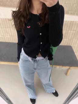 2024 new European station cherry embroidery 100% cashmere cardigan women's crewneck long sleeve wool knit sweater coat top