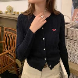 2024 new European station cherry embroidery 100% cashmere cardigan women's crewneck long sleeve wool knit sweater coat top