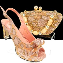 Fashion Design African Style Banquet Shoes And Bag Sexy High Heels And Full Diamond Dual Purpose Mini Bag Ladies Shoes