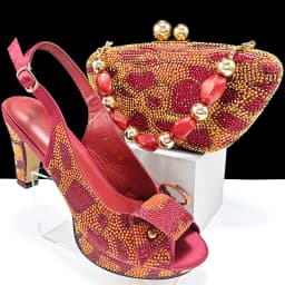 Fashion Design African Style Banquet Shoes And Bag Sexy High Heels And Full Diamond Dual Purpose Mini Bag Ladies Shoes