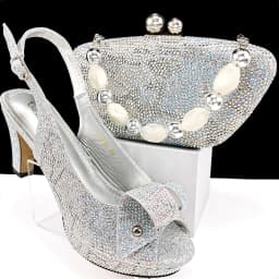 Fashion Design African Style Banquet Shoes And Bag Sexy High Heels And Full Diamond Dual Purpose Mini Bag Ladies Shoes