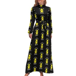 Rubber Ducks Print Dress Long-Sleeve Kawaii Animal Trendy Maxi Dress High Waist Korean Fashion Boho Beach Long Dresses Gift Idea