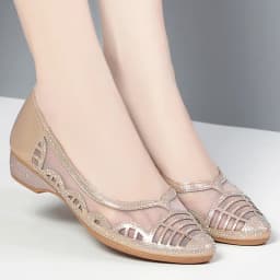 Breathable Rhinestone Cutout Mesh Shoes with Heels Summer 2024 Women's Round Head Soft Leather Sandals For Office Mom Wedding