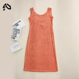 Orange Summer 100% Cotton Women Sleeveless Dress Green Long Dresses Chic Casual A-Line Beach Sundress