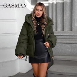 GASMAN 2024 New Coats Women Winter Down Jacket Classic Design Zipper Fleece Pocket Female Elegant Parkas 88578