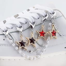 1PC Heart Star Pearl Shoe Laces Chain Punk Luxurious Diamond DIY Detachable Studded Pentagram Shoelace Accessories Jewelry Penda