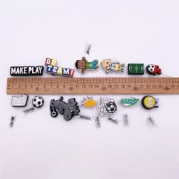 1pcs Original Football PVC Shoe Charms Accessories Make Play MVP Soccer Field Sandals Buckle Decorations Clog Pin Clips Designer