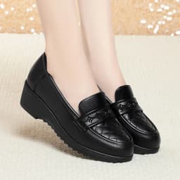Fashion Retro Black Loafers Shoe for Women Spring New Comfort Soft Leather Low Heel Single Shoe British Round Head Shoe