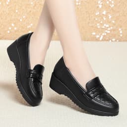 Fashion Retro Black Loafers Shoe for Women Spring New Comfort Soft Leather Low Heel Single Shoe British Round Head Shoe