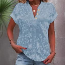2024 Spring Summer Simple Solid Color V Neck Shirt Top Eleant Women Fashion White Short Sleeve Casual Slim Blouse Top