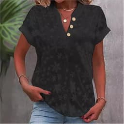 2024 Spring Summer Simple Solid Color V Neck Shirt Top Eleant Women Fashion White Short Sleeve Casual Slim Blouse Top