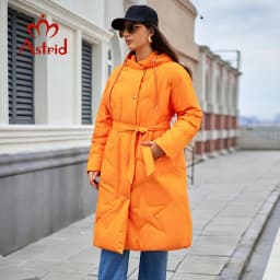 Astrid Fashion Women's Autumn Winter Parka Plus Size Woman Clothing Long Loose Padding Warm Hood Lady Quilted Jacket Coats Belt
