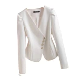 Collarless Suit Jacket Female Spring Autumn 2024 New Bubble Sleeve Blazer Coat Design Sense Outerwear Short Fashion Top Women