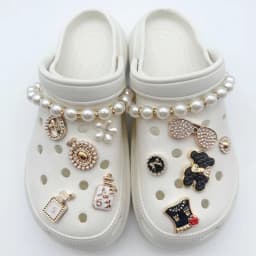 Whole Set Hot Sale DIY Hole Shoes Charms Cute Black Bear Glasses Accessories Designer Quality Garden Shoe Decoration Girl Gift