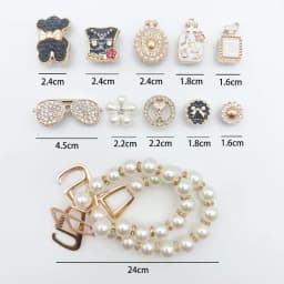 Whole Set Hot Sale DIY Hole Shoes Charms Cute Black Bear Glasses Accessories Designer Quality Garden Shoe Decoration Girl Gift