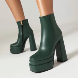 2024 Double Layer Platform Super High Thick Heel Side Zipper Champagne Gold Women's Short Boots Thick Plush Lining Ankle Boots